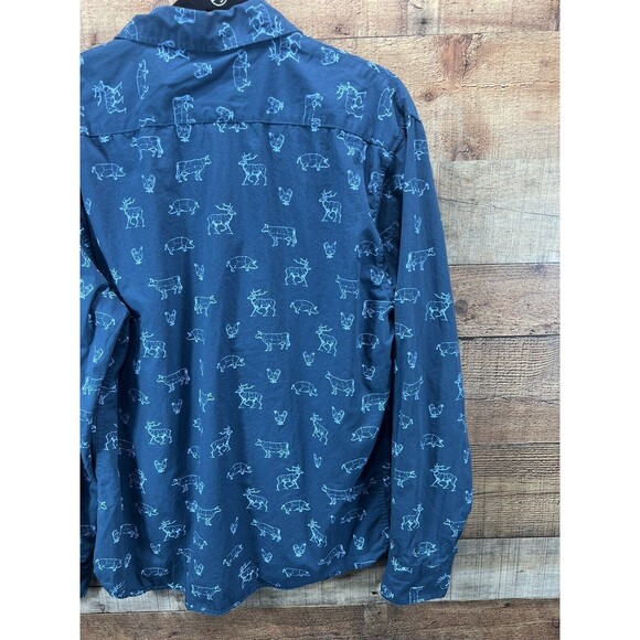 VSTR Premium Mens Blue Button Long Sleeve Shirt Butcher Print Large - Picture 7 of 12